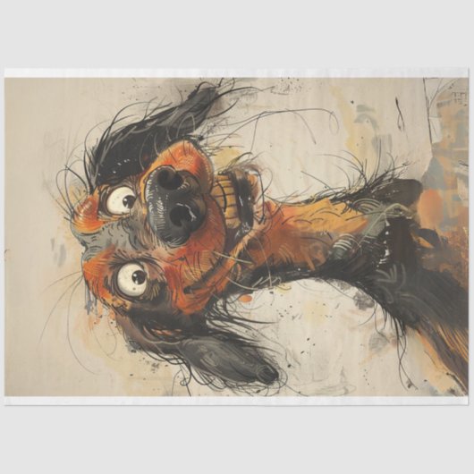 Dixie Dachshand水色おいYOU Decompage 薄葉紙 (正面)