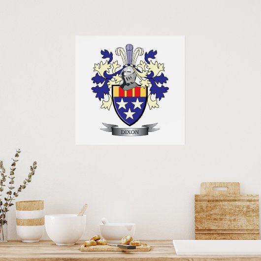 Dixon Family Crest Coat of Arms ポスター (キッチン)