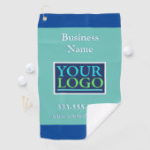 DIYあなたのロゴ、ビジネス名プロモーション、ティール（緑がかった色）&ブルー ゴルフタオル (インサイチュ)