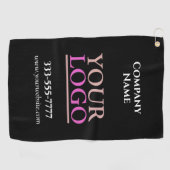 DIYあなたのロゴ、Caps、Promo、Blackでのビジネス名 ゴルフタオル (横)