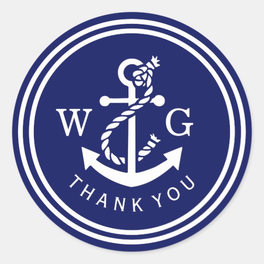 DIYいかりモノグラム結婚ズシールメッセージカードTY ラウンドシール (正面)