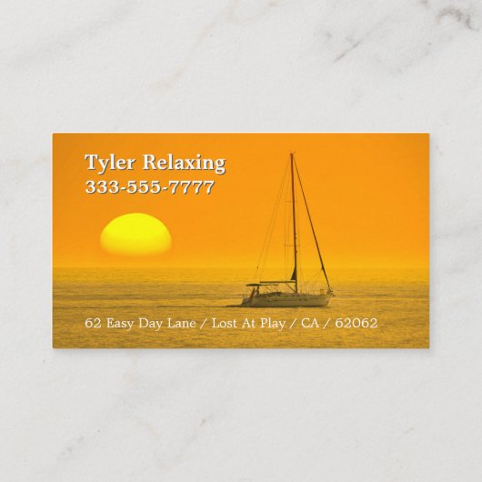 DIYおもしろい Gag Busi退職した、夕日のセーリングボート 名刺 (裏面)