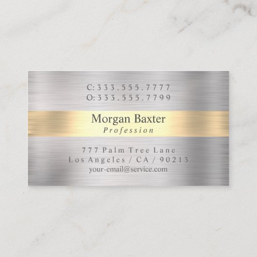 DIYおエレガント客様のロゴビジネス名シルバー&金ゴールド 名刺 (裏面)