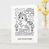 DIYぬりえ折りたたみユニコーン誕生日カード カード (黄色い花)