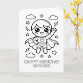 DIYぬりえ折りたたみ式スーパーヒーロー誕生日カード カード (黄色い花)