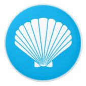 DIYのカスタムな色の青および白い帆立貝貝A11 セラミックノブ (正面)