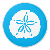 DIYのカスタムな色の青および白い砂ドルA09 セラミックノブ (正面)