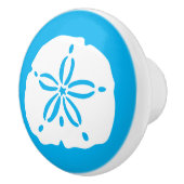 DIYのカスタムな色の青および白い砂ドルA09 セラミックノブ (右)