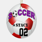 DIYのサッカーボールはあなたの背景色を選びます セラミックオーナメント (左)