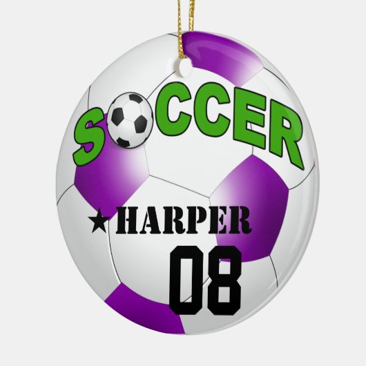 DIYのサッカーボールはあなたの背景色を選びます セラミックオーナメント (左)