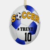 DIYのサッカーボールはあなたの背景色を選びます セラミックオーナメント (右)