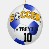 DIYのサッカーボールはあなたの背景色を選びます セラミックオーナメント (左)