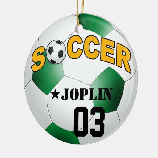 DIYのサッカーボールはあなたの背景色を選びます セラミックオーナメント (左)