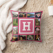 DIYのピンクのガーリーな24の写真のカスタムInstagram クッション (ブランケット)