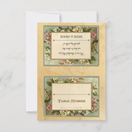 DIYのヴィンテージのAppleの花、茶はタイポグラフィを汚しました サンキューカード (正面)