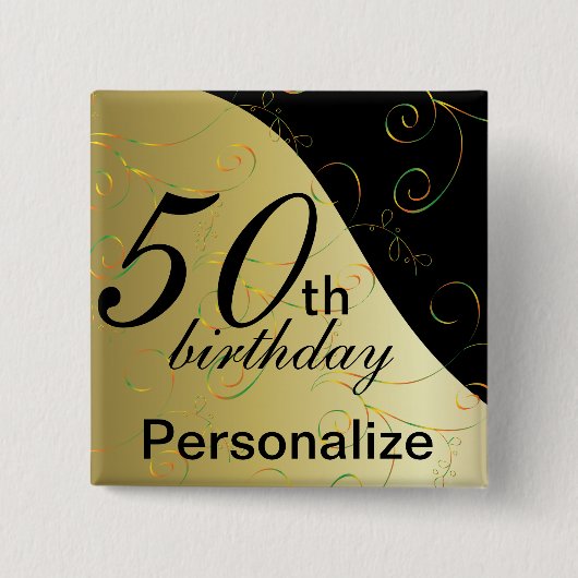 DIYの名前及び年齢の誕生日 缶バッジ (正面)