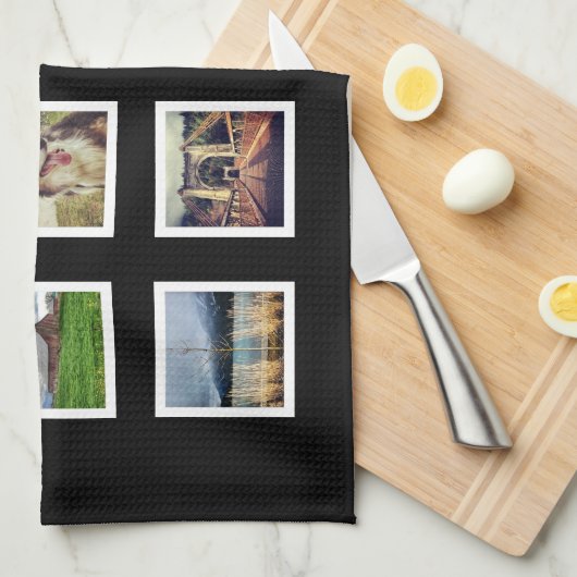 DIYの12の写真が付いているカスタムな写真のコラージュ キッチンタオル (四つ折り)