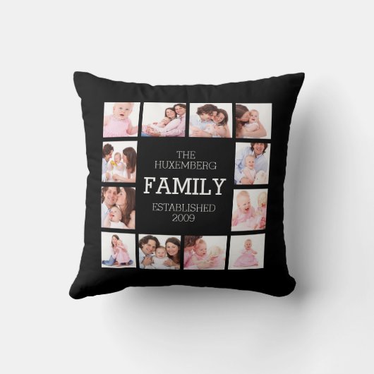 DIYの12の写真が付いているカスタムな家族写真の枕 クッション (裏面)