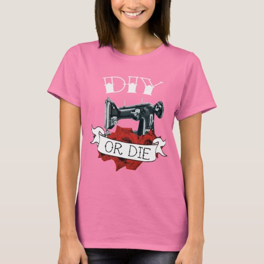 DIYまたはダイ裁縫マシンTattooレディースシャツ軍 Tシャツ (正面)