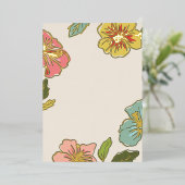 DIYアロハ空白のハワイアン花と金ゴールド 箔招待状 (立ち正面)