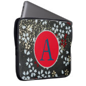 DIYイニシャル日本の抽象芸術フローラネオプレンバッグ ラップトップスリーブ (正面右)