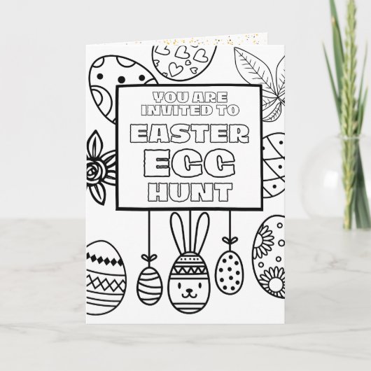DIYイースターエッグ狩り招待状カラーリングカード 招待状 (正面)