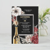 DIYエイジレッドローズワきらめくインエレガントフローラ 招待状 (スタンド正面)