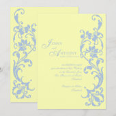 DIYエレガントシンプルインButtercream and Sky Blue 招待状 (正面/裏面)