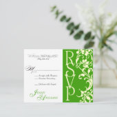 DIYエレガントシンプルRSVP in Emerald and Cream 出欠カード (スタンド正面)