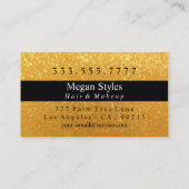 DIYエレガントモノグラム名金ゴールドグリッター、Blkストライプ 名刺 (裏面)