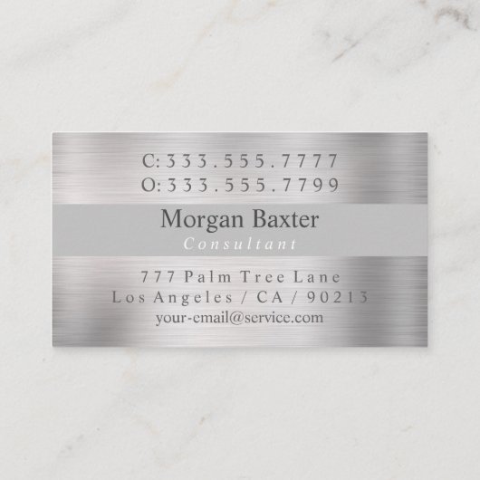 DIYエレガントモノグラム、ブラシ付きスチール 名刺 (裏面)