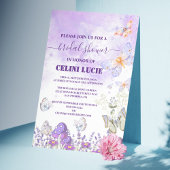 DIYエレガント金ゴールドと紫色の蝶ブライダルショウ 招待状