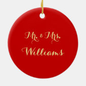 DIYカスタムの名結婚前日付ハートモノグラム氏 セラミックオーナメント (裏面)