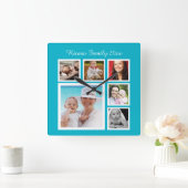 DIYカスタムパーソナライズされたフォトコラージュテンプレート スクエア壁時計 (ホーム)