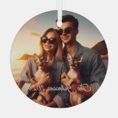 DIYカスタム思い出に残るスフィンクス猫ファミリーペット ガラスオーナメント (裏面)