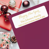 DIYカスタム金ゴールドフェイクハッピーニューイヤー差出人住所 ラベル