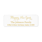 DIYカスタム金ゴールドフェイクハッピーニューイヤー差出人住所 ラベル (正面)
