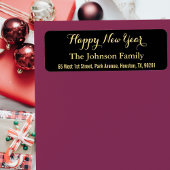 DIYカスタム金ゴールドフェイクブラックハッピーニューイヤーアドレス ラベル