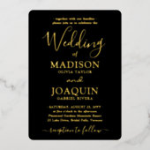 DIYカラーシンプルフォトモダンとス結婚クリプト 箔招待状 (正面)