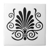 DIYカラーズアールデコアラベスクプルメブラックオンホワイト タイル (正面)