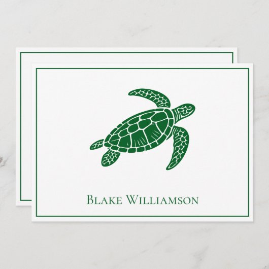 DIYカラーズウミガメ#6フレームブルー ノートカード (正面/裏面)