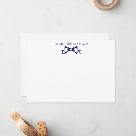 DIYカラーズエレガントリボン#6青 ノートカード (正面/裏面インサイチュ)