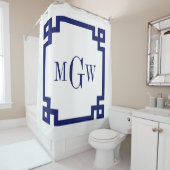DIYカラーズギリシャ語鍵#2フレーム3IモノグラムネイビーBlu シャワーカーテン (インサイチュ)