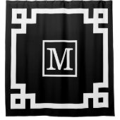 DIYカラーズギリシャ語鍵#2 Framed Monogm White Blk S シャワーカーテン (正面)