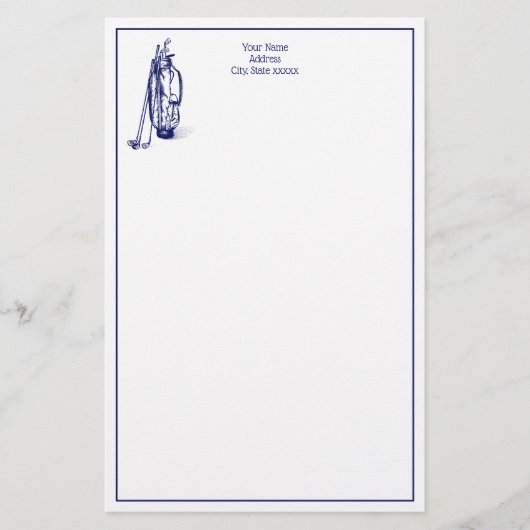 DIYカラーズゴルフバッグゴルフクラブブルー 便箋 (正面)