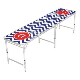 DIYカラーズシェブロンSV Whtネイビーブルーレッド ビアポンテーブル