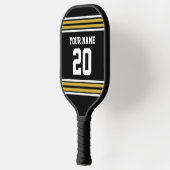 DIYカラーズチームジャージストライプズ黒金ゴールドSV ピックルボールラケット (左)