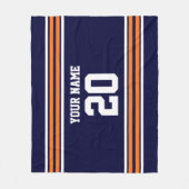 DIYカラーズチームジャージーストライプズBlack Pumpkin SV フリースブランケット (正面)