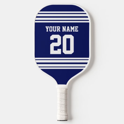 DIYカラーズチームジャージーストライプズWhite Blue SV ピックルボールラケット (正面)