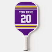 DIYカラーズチームジャージーストライプズYellow Purple SV ピックルボールラケット (裏面)